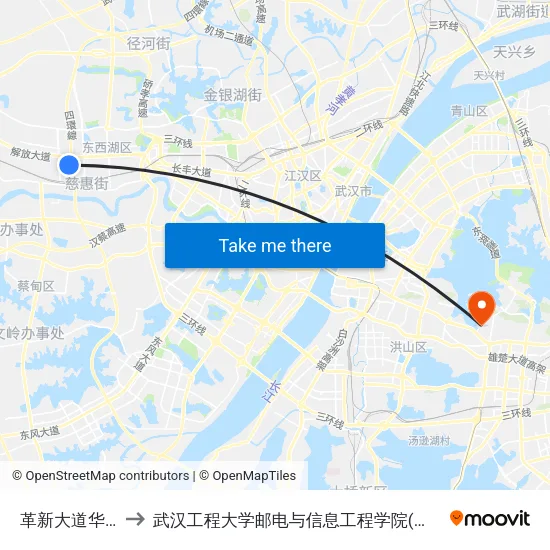 革新大道华新路 to 武汉工程大学邮电与信息工程学院(邮科院校区) map