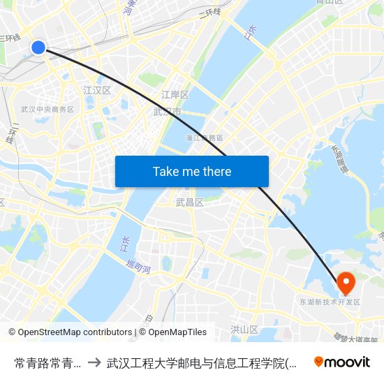 常青路常青公园 to 武汉工程大学邮电与信息工程学院(邮科院校区) map