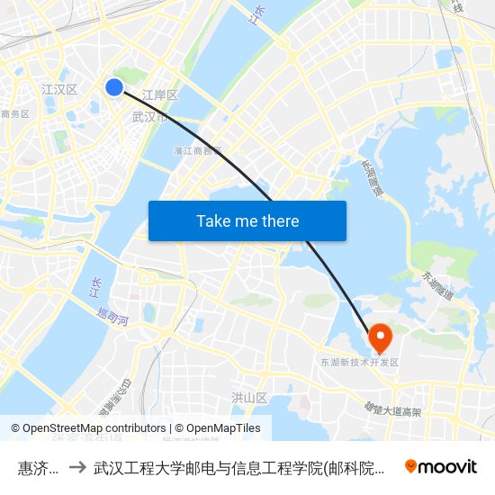 惠济路 to 武汉工程大学邮电与信息工程学院(邮科院校区) map