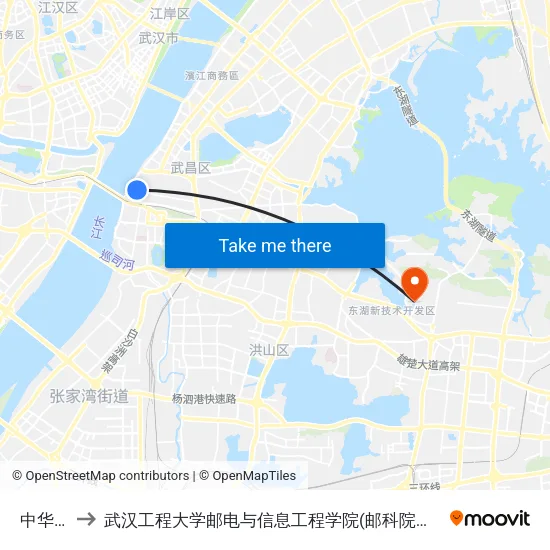 中华路 to 武汉工程大学邮电与信息工程学院(邮科院校区) map