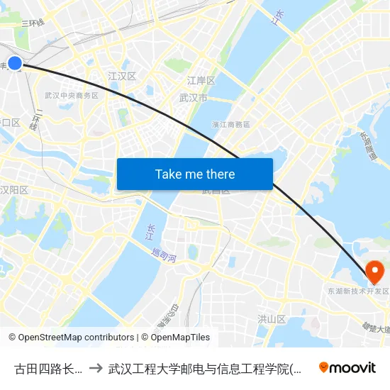 古田四路长祥路 to 武汉工程大学邮电与信息工程学院(邮科院校区) map