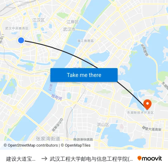 建设大道宝丰一路 to 武汉工程大学邮电与信息工程学院(邮科院校区) map