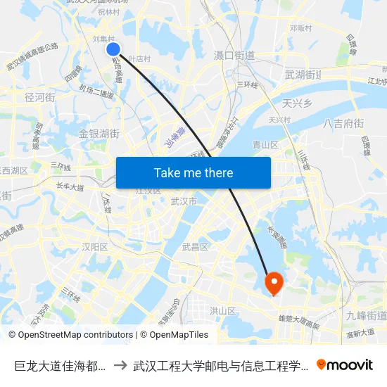 巨龙大道佳海都市工业园 to 武汉工程大学邮电与信息工程学院(邮科院校区) map