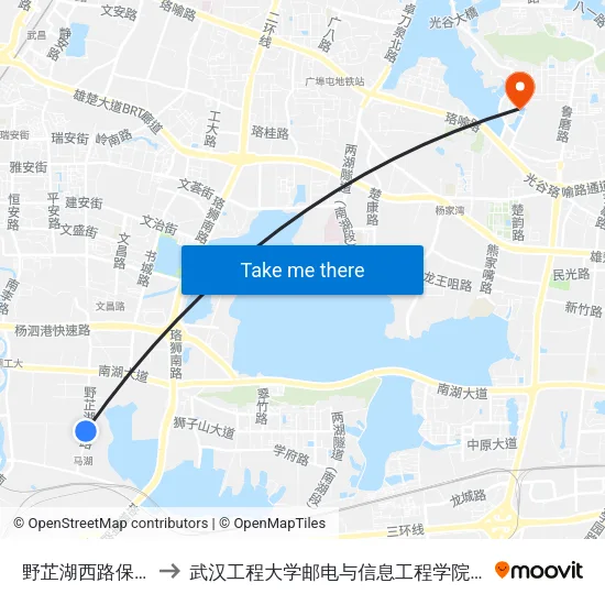 野芷湖西路保利心语 to 武汉工程大学邮电与信息工程学院(邮科院校区) map