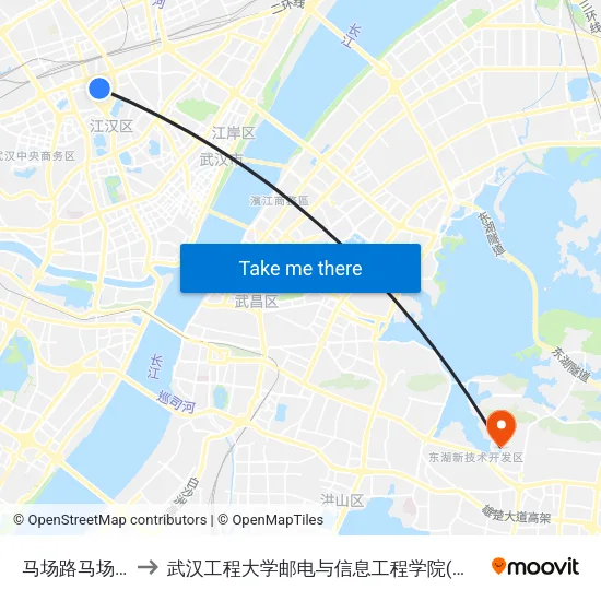 马场路马场一路 to 武汉工程大学邮电与信息工程学院(邮科院校区) map