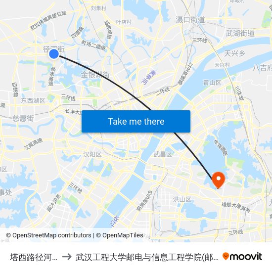 塔西路径河农场 to 武汉工程大学邮电与信息工程学院(邮科院校区) map
