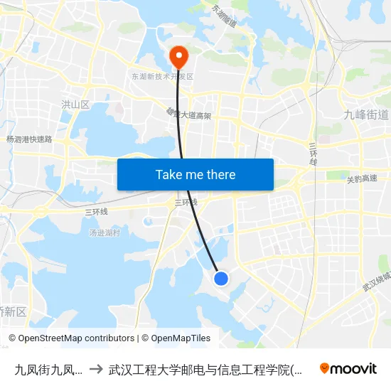 九凤街九凤西街 to 武汉工程大学邮电与信息工程学院(邮科院校区) map