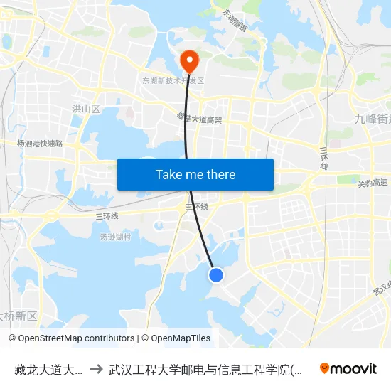 藏龙大道大堤湾 to 武汉工程大学邮电与信息工程学院(邮科院校区) map