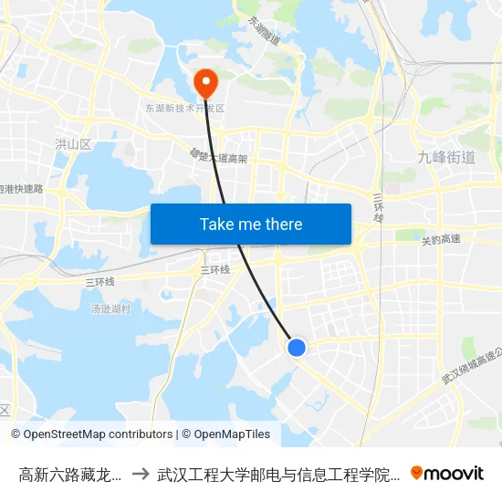 高新六路藏龙星天地 to 武汉工程大学邮电与信息工程学院(邮科院校区) map