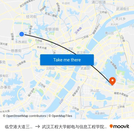 临空港大道三店西路 to 武汉工程大学邮电与信息工程学院(邮科院校区) map