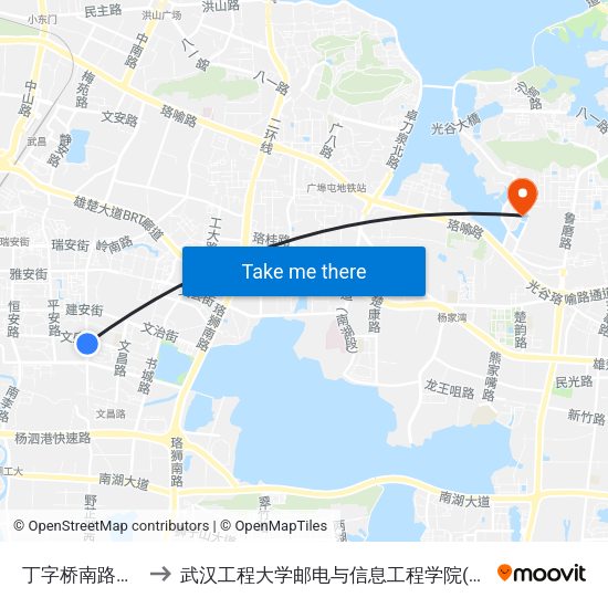丁字桥南路富安街 to 武汉工程大学邮电与信息工程学院(邮科院校区) map