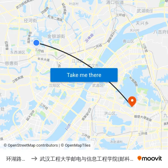 环湖路西段 to 武汉工程大学邮电与信息工程学院(邮科院校区) map