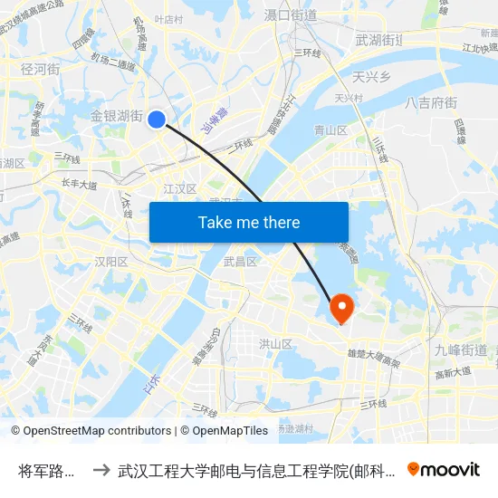 将军路一路 to 武汉工程大学邮电与信息工程学院(邮科院校区) map