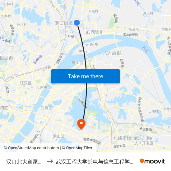 汉口北大道家具Cbd西 to 武汉工程大学邮电与信息工程学院(邮科院校区) map