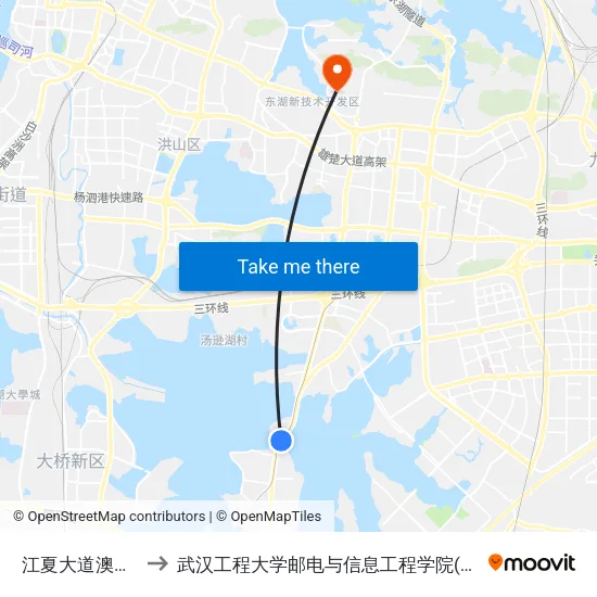 江夏大道澳门山庄 to 武汉工程大学邮电与信息工程学院(邮科院校区) map