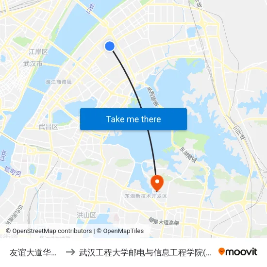 友谊大道华城广场 to 武汉工程大学邮电与信息工程学院(邮科院校区) map