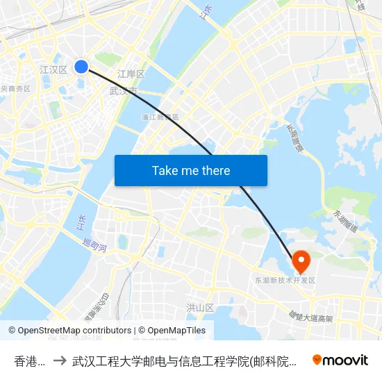 香港路 to 武汉工程大学邮电与信息工程学院(邮科院校区) map