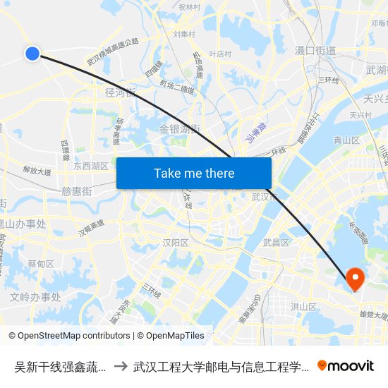 吴新干线强鑫蔬菜合作社 to 武汉工程大学邮电与信息工程学院(邮科院校区) map