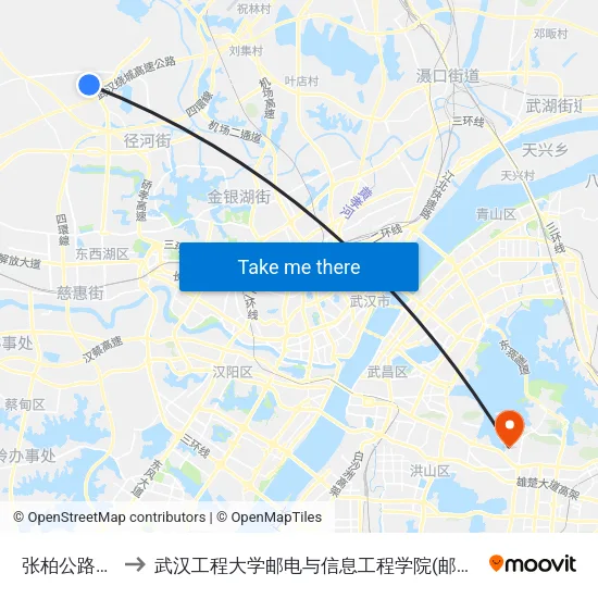 张柏公路上湾 to 武汉工程大学邮电与信息工程学院(邮科院校区) map