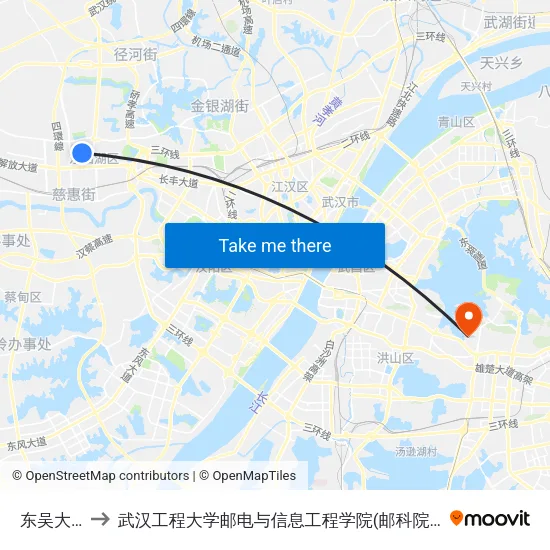 东吴大道 to 武汉工程大学邮电与信息工程学院(邮科院校区) map