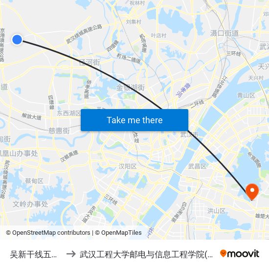 吴新干线五七渔场 to 武汉工程大学邮电与信息工程学院(邮科院校区) map