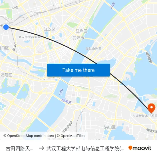 古田四路天泽一方 to 武汉工程大学邮电与信息工程学院(邮科院校区) map