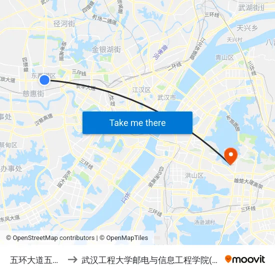 五环大道五环广场 to 武汉工程大学邮电与信息工程学院(邮科院校区) map