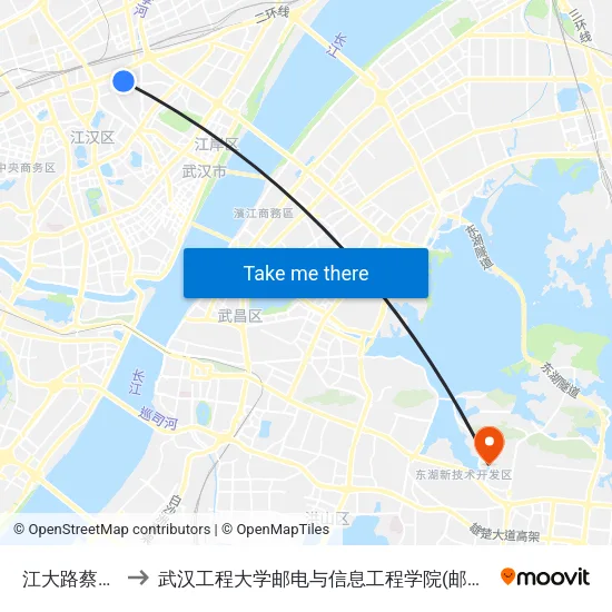 江大路蔡家田 to 武汉工程大学邮电与信息工程学院(邮科院校区) map