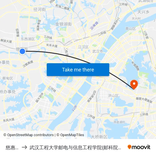 慈惠街 to 武汉工程大学邮电与信息工程学院(邮科院校区) map