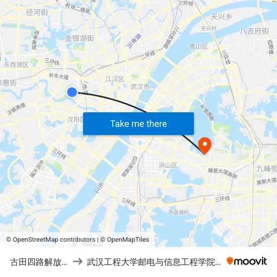 古田四路解放大道口 to 武汉工程大学邮电与信息工程学院(邮科院校区) map