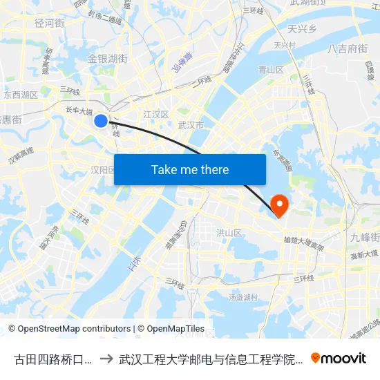 古田四路桥口区法院 to 武汉工程大学邮电与信息工程学院(邮科院校区) map