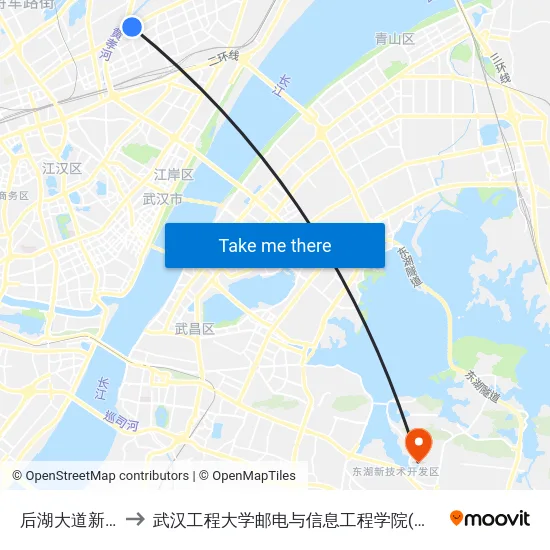 后湖大道新春村 to 武汉工程大学邮电与信息工程学院(邮科院校区) map