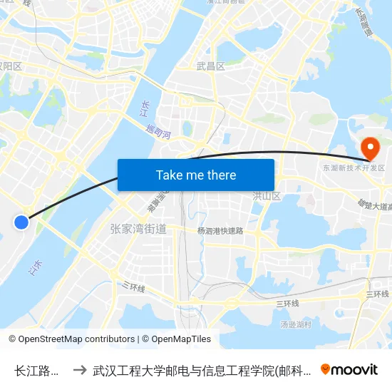 长江路老关 to 武汉工程大学邮电与信息工程学院(邮科院校区) map