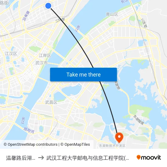 温馨路后湖南路 to 武汉工程大学邮电与信息工程学院(邮科院校区) map