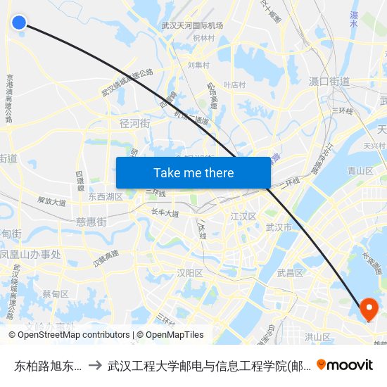 东柏路旭东大队 to 武汉工程大学邮电与信息工程学院(邮科院校区) map