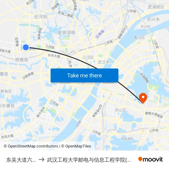 东吴大道六顺路 to 武汉工程大学邮电与信息工程学院(邮科院校区) map