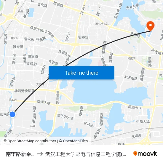 南李路新余家湾 to 武汉工程大学邮电与信息工程学院(邮科院校区) map