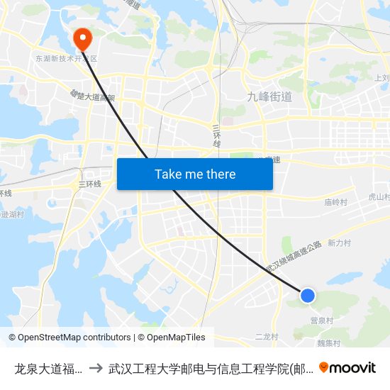 龙泉大道福利院 to 武汉工程大学邮电与信息工程学院(邮科院校区) map