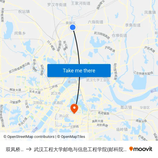 双凤桥头 to 武汉工程大学邮电与信息工程学院(邮科院校区) map