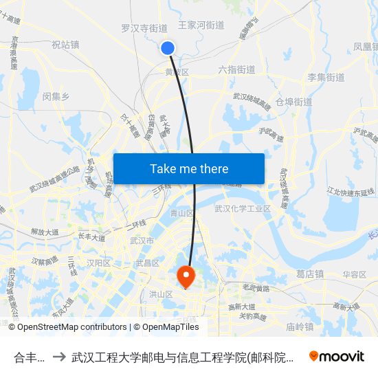 合丰集 to 武汉工程大学邮电与信息工程学院(邮科院校区) map