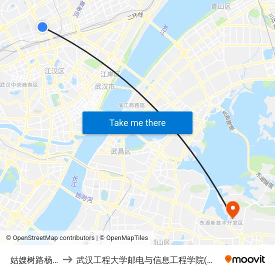 姑嫂树路杨汊湖 to 武汉工程大学邮电与信息工程学院(邮科院校区) map
