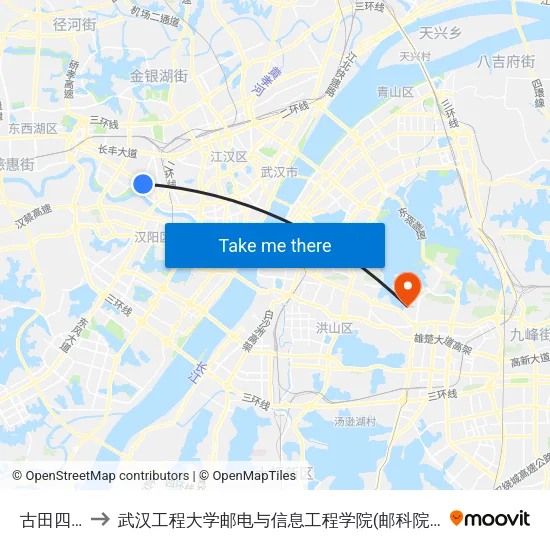 古田四路 to 武汉工程大学邮电与信息工程学院(邮科院校区) map