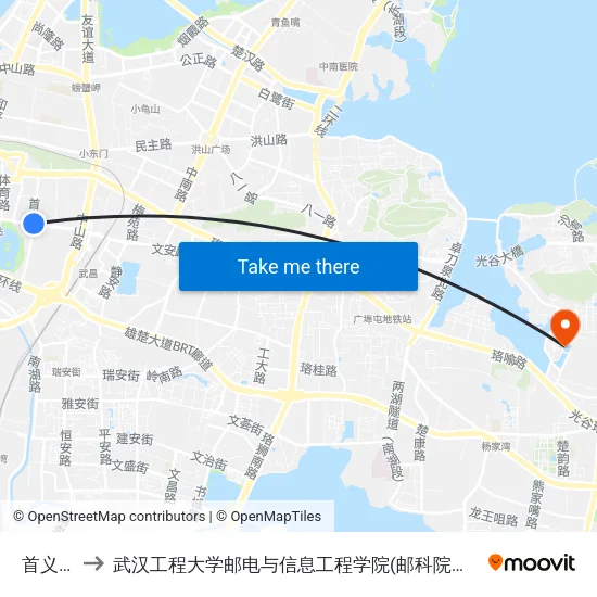 首义路 to 武汉工程大学邮电与信息工程学院(邮科院校区) map