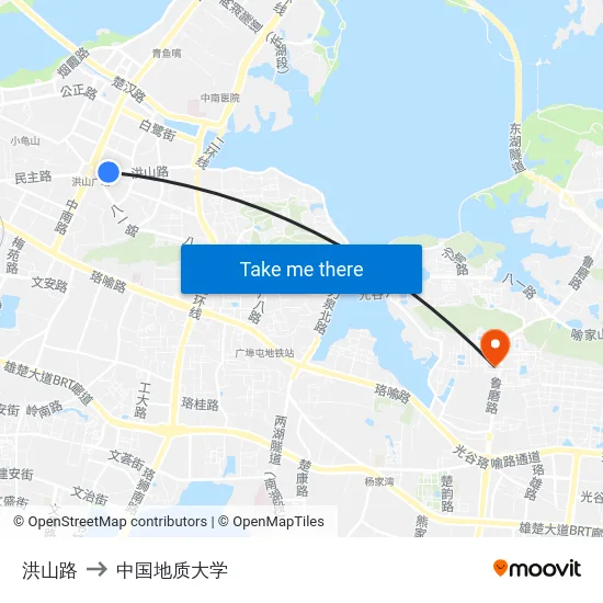 洪山路 to 中国地质大学 map