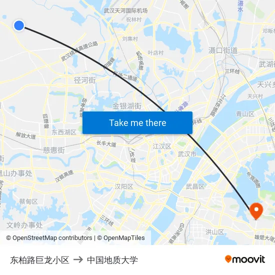 东柏路巨龙小区 to 中国地质大学 map