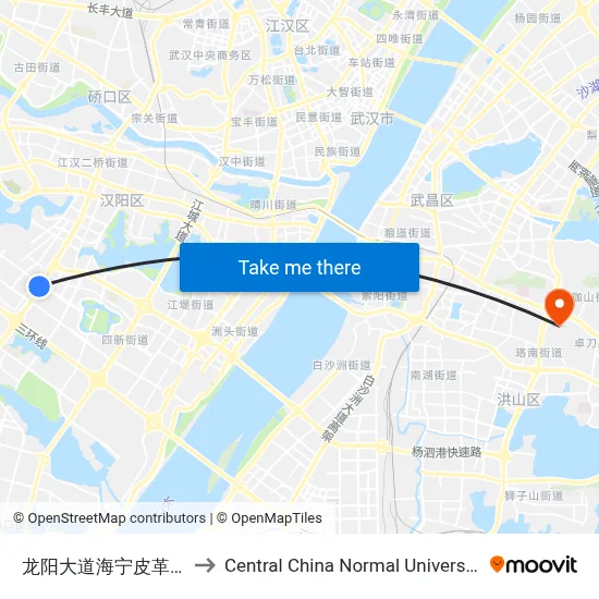 Haining Leather City on Longyang Avenue to Central China Normal University map