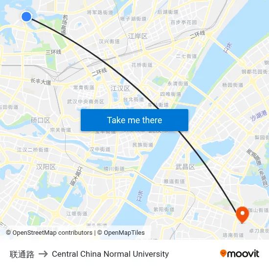 Liantong Road to Central China Normal University map