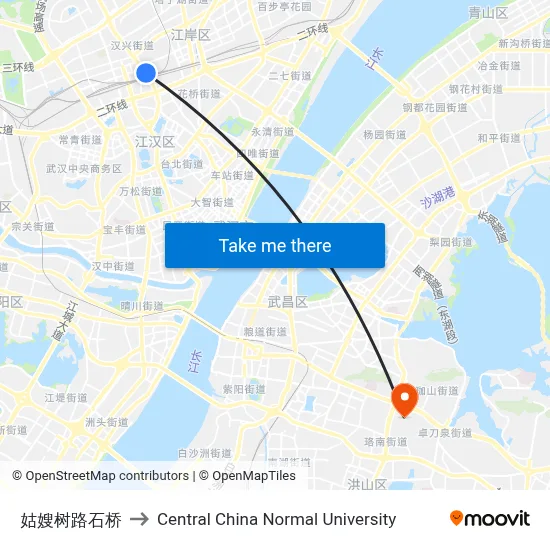 Gusaoshu Road - Stone Bridge to Central China Normal University map