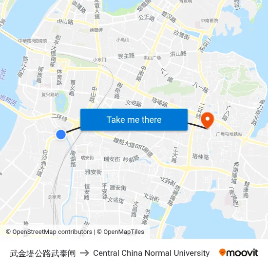 武金堤公路武泰闸 to Central China Normal University map