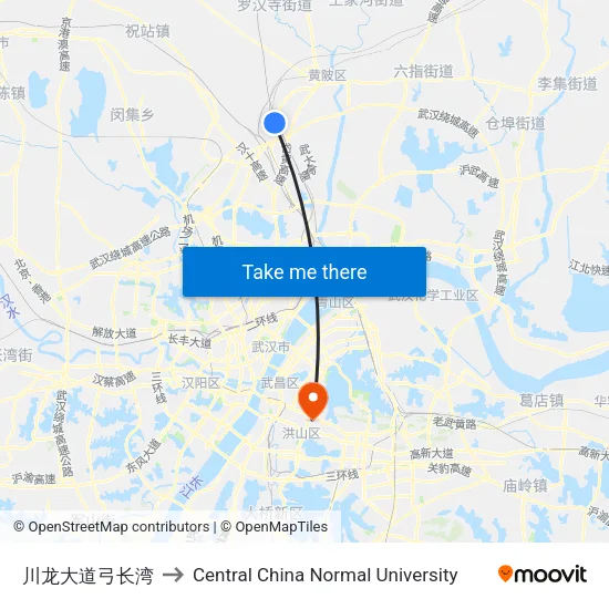 川龙大道弓长湾 to Central China Normal University map
